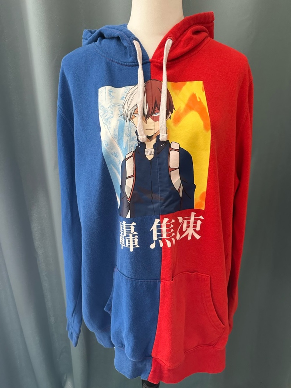 Hot Topic My Hero Academia Shoto Todoroki Split Color Hoodie XL Anime Pullover